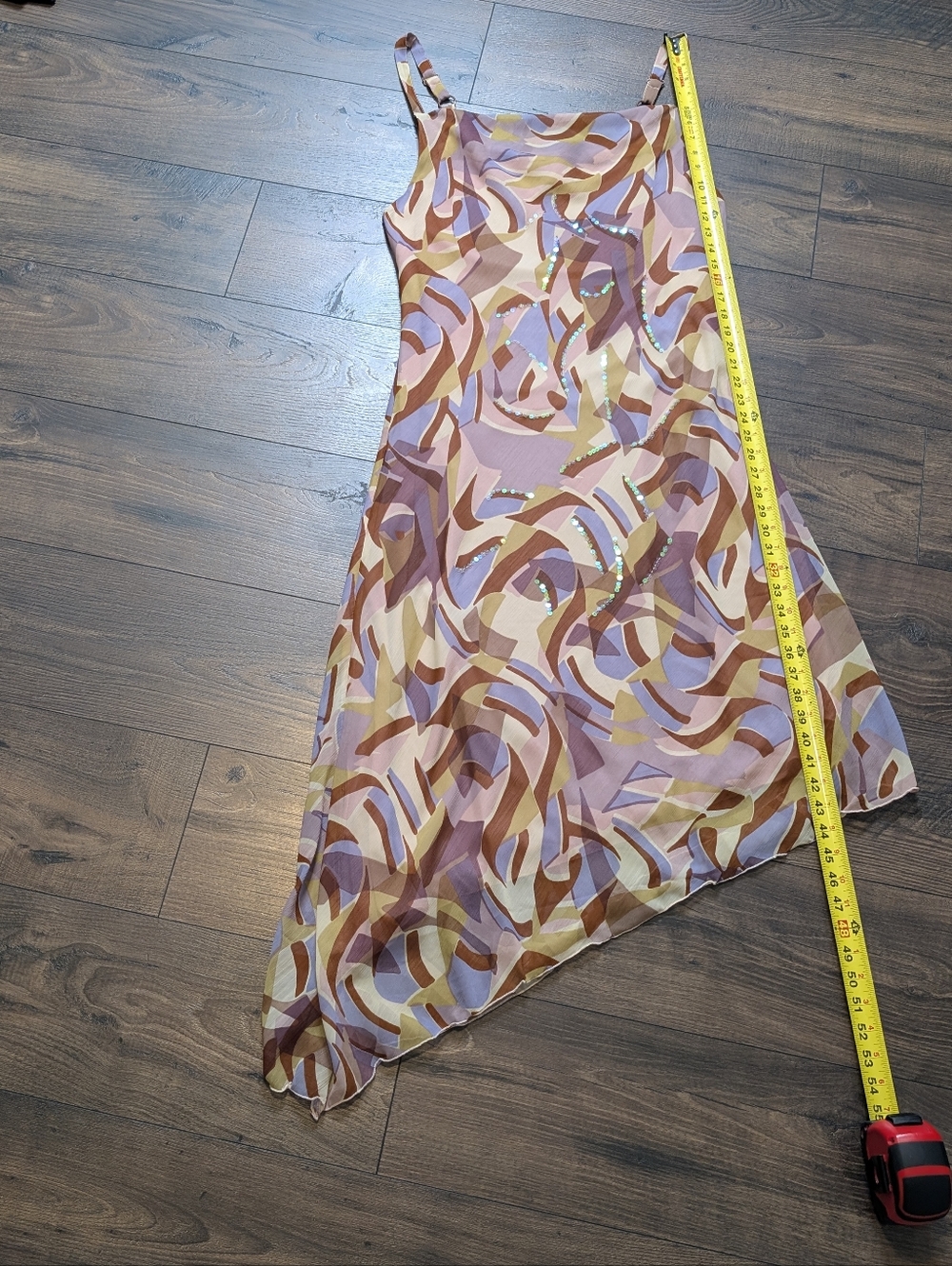 Mlle Gabrielle Sleeveless Abstract Print Slip Dress in Lavender Taupe Size 14W - Picture 6 of 8